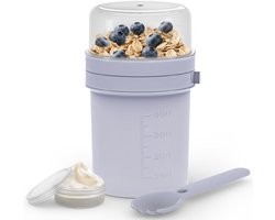 Ibenzoa® Mueslibeker To Go Met Vork-Lepel Combinatie Voor Yoghurt, Salade En Muesli 450 ml