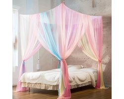 Ibenzoa® Muggennet voor bed en buitengebruik met regenboogkleuren - 250 x 220 x 200 cm - Geschikt voor hemelbed en camping
