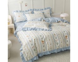 Ibenzoa® Omkeerbaar microvezel beddengoed met ruches en bloemenpatroon 135x200 cm