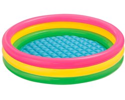 Ibenzoa® Opblaasbaar Kinderzwembad met Kleurrijke Ringen en Zachte Bodem voor Buitenspeelplezier