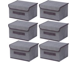 Ibenzoa® Opvouwbare en Stijlvolle Opbergdozen Set van 6 met Deksel en Handgrepen voor Diverse Toepassingen