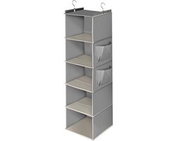 Ibenzoa® Opvouwbare hangorganizer met vijf ruime vakken voor kleding en accessoires