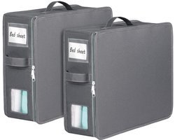 Ibenzoa® Opvouwbare set van twee organizers voor beddengoed met ritssluiting en vensters