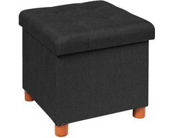 Ibenzoa® Opvouwbare Vierkante Zitkubus met Opslagruimte voor Hal, Woon- en Slaapkamer, Zwart, 38x38x38 cm