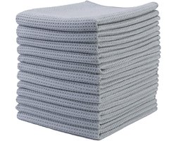 Ibenzoa® Premium Grijze Microvezel Theedoeken Met Wafelstructuur Set Van 12 Stuks Voor Keuken En Badkamer