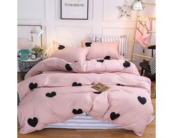 Ibenzoa® Romantisch beddengoedset met hartmotief voor tweepersoonsbed inclusief kussenslopen