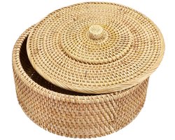 Ibenzoa® Ronde decoratieve rieten opbergmand met deksel voor huis en keuken