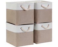 Ibenzoa® Ruime Opbergmand van Katoen en Kunststof, 28x28x28 cm, Vouwbaar, 4 Stuks