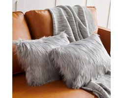 Ibenzoa® Set van 2 Luxe Sierkussenhoezen in Grijs voor Stijlvolle Interieurdecoratie
