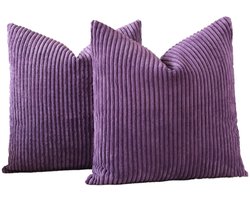 Ibenzoa® Set van 2 paarse fluwelen kussenhoezen met elegant design en verborgen ritssluiting