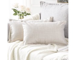 Ibenzoa® Set van 2 stijlvolle linnen kussenhoezen voor moderne woondecoratie