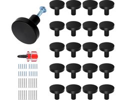 Ibenzoa® Set van 20 Moderne Zwarte Metalen Kast- en Ladegrepen met Accessoires voor Eenvoudige Installatie