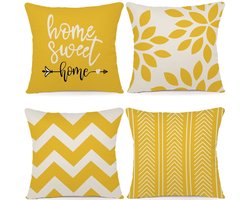 Ibenzoa® Set van 4 decoratieve kussenhoezen 50x50 cm voor binnen en buiten