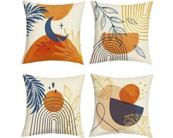 Ibenzoa® Set van 4 decoratieve kussenhoezen met abstracte moderne patronen