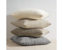 Ibenzoa® Set van 4 decoratieve kussenslopen in crèmekleur met rotan geweven design