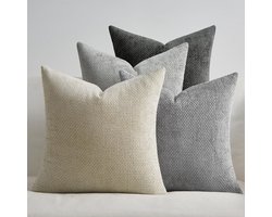Ibenzoa® Set van 4 Grijze Chenille Kussenslopen met Rotan Weefdesign voor Woonkamer