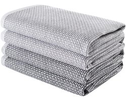 Ibenzoa® Set van 4 Stijlvolle Keukenhanddoeken van Katoen, 40x60cm, Grijze Combinatie – Duurzaam en Zacht