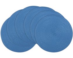Ibenzoa® Set van 6 Blauwe Ronde Placemats voor Eettafel, Afwasbaar en Hittebestendig
