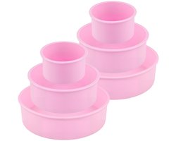 Ibenzoa® Set van 6 Ronde Siliconen Bakvormen in Roze voor Verschillende Maten Taarten