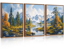 Ibenzoa® Set van drie natuurposters met berglandschap voor wanddecoratie
