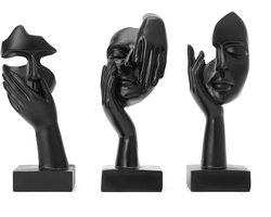 Ibenzoa® Set van Drie Sculpturen – Goud en Zwart, Moderne Kunst voor Woondecoratie