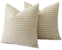 Ibenzoa® Set van twee decoratieve kussenhoezen van zacht ribfluweel voor huis en kantoor