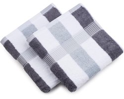 Ibenzoa® Set van Twee Gestreepte Handdoeken, New York Serie - Zacht Katoen, 50x100 cm