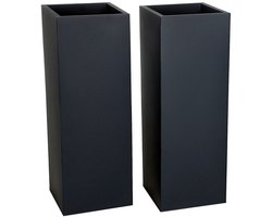 Ibenzoa® Set van Twee Hoge Antraciet Plantenbakken voor Binnen en Buiten