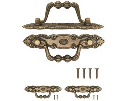 Ibenzoa® Set van twee inklapbare antieke meubelgrepen met vintage brons design voor kasten en deuren