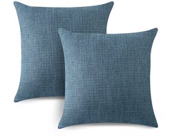 Ibenzoa® Set van Twee Moderne Linnen Kussenhoezen, Blauw, 40x40cm