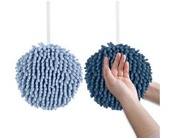 Ibenzoa® Set van Twee Zachte Chenille Handdoeken – Blauw-Grijze Badkamer Accessoires voor Comfortabele Hygiëne