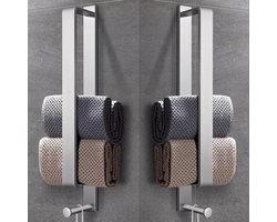Ibenzoa® Set van twee zelfklevende handdoekhouders in zilver voor badkamer