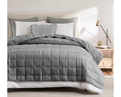 Ibenzoa® Sfeervolle en Zachte Grijze Sprei van Microvezel voor Bed en Bank, 270 x 300 cm