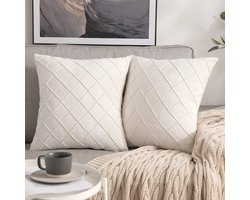 Ibenzoa® Sfeervolle Set van 2 Luxe Fluwelen Kussenhoezen voor Sofa of Woonkamer 50x50 cm