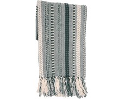 Ibenzoa® Sfeervolle sprei met botanisch design en decoratieve kwastjes voor ultieme woondecoratie