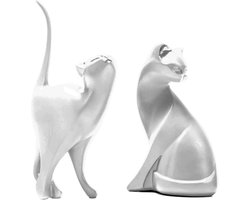 Ibenzoa® Sierlijke Moderne Kattenbeeld Decoratie voor Woonkamer, Kantoor en Boekenplank