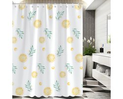 Ibenzoa® Stijlvol douchegordijn met citroenbladeren en verzwaarde zoom voor badkamer
