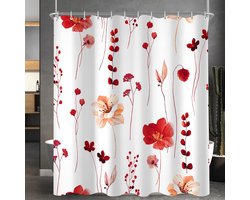 Ibenzoa® Stijlvol Douchegordijn met Rood Patroon van 180 x 200 cm voor Bad en Douche