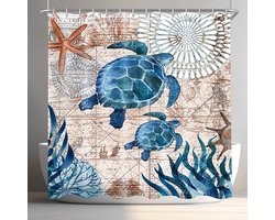 Ibenzoa® Stijlvol douchegordijn met zeeschildpadprint en verzwaarde zoom, 100x200 cm