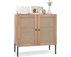 Ibenzoa® Stijlvol houten dressoir met rotandeuren en verstelbare planken voor elke ruimte