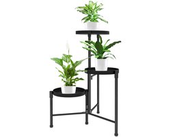 Ibenzoa® Stijlvol Metalen Plantenrek met Drie Niveaus voor Binnen en Buiten, Inclusief Ruimtebesparend Ontwerp