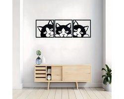 Ibenzoa® Stijlvol Zwart Metal Wanddecoratie Minimalistisch - Set van 3 Stuks voor Slaapkamer en Woonkamer