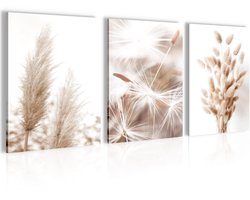 Ibenzoa® Stijlvolle Bohemian Wanddecoratie Set voor de Woonkamer in Neutrale Tinten, 3 Stuks