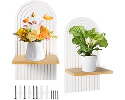 Ibenzoa® Stijlvolle Boho Houten Wandplanken voor Decoratieve Opbergoplossingen Thuis