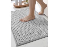 Ibenzoa® Stijlvolle en Absorberende Badmat van Chenille, Rutschvast en Wasbaar, 44x75cm, Lichtgrijs