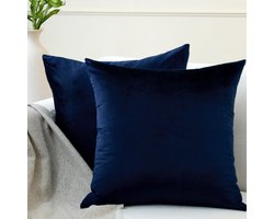 Ibenzoa® Stijlvolle Fluwelen Kussenhoezen voor Luxe Interieur, Set van 2, 40x40 cm, Marineblauw