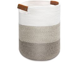 Ibenzoa® Stijlvolle Gevlochten Opvouwbare Wasmand met Handvat voor Wasgoed en Speelgoedopslag