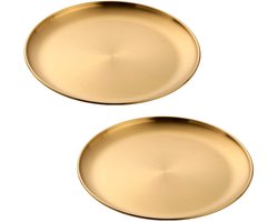 Ibenzoa® Stijlvolle Gouden Ronde Roestvrijstalen Serveerschalen voor Outdoor en Thuisgebruik - Set van 2