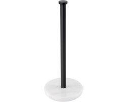 Ibenzoa® Stijlvolle Vrijstaande Keukenrolhouder met Marmeren Basis en Roestvrij Stalen Staaf in Zwart