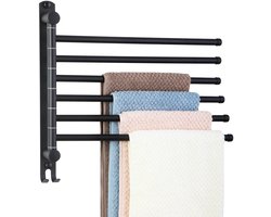 Ibenzoa® Stijlvolle Zwarte Roestvrijstalen Handdoekhouder met Draaibare Armen voor Badkamer en Keuken